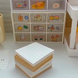 Elegant White/Brown Sticky Notes Set for Office and School Use - 1 Piece