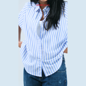 Logo Jeans Kemeja Wanita Elmavyna White Blue 24A27L9WL