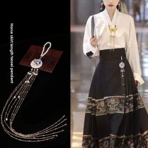 Retro Style Horse Tailed Skirt Accessory Ornament Pendant Decoration Embellishment for Hanfu Traditional Chinese Costume