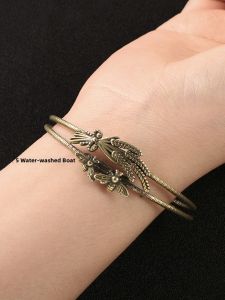 Pure Brass Double Ring Bracelet Harvest Abundance Photography Prop Bee Wheat Ear Fashion Jewelry Womens Accessory