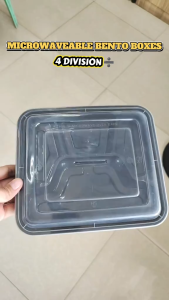 (10pcs) Bento Box 4D Black Hard Tray and Lid