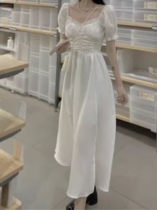 Váy Midi Chữ a Cạp Cao Ôm Sát Thời Trang Mùa Hè Cho Nữ Thiết Kế Cổ Vuông Váy Midi Chữ a Màu Trơn Không Tay