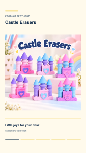 Creative Dream Castle Eraser Cute Castle Rubber Student Stationery School Supplies Birthday Gift Reward Party Favor