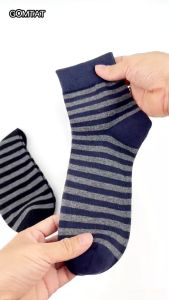 [Xả hàng] Hộp 5 đôi vớ nam nữ cổ trung GOMTAT mẫu sọc ngang chất liệu cotton cao cấp hút ẩm thoáng khí - GOM-MIX08-CB5