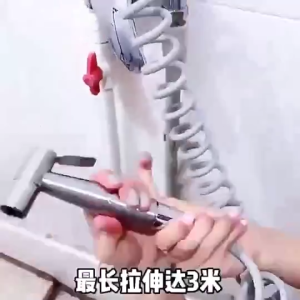 Shower Hose ABS Bidet Sprayer Head High Pressure Flexible Spring Tube Drill-free Holder for Bathroom Toilet Sink