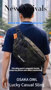 OSAKA OWL Waterproof Magnet Buckle Crossbody Sling Hip Pack with Adjustable Closure & Zipper Pocket for On-the-Go Essentials