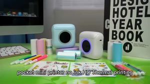 LIOTOG C22 Thermal Printer Machine Bluetooth Portable Mini Printer Sticker Paper Photo Waybill Printer with LED Light Printer for Student