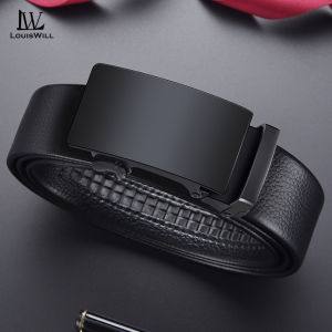 LouisWill Men’s Belt Business Leisure Belt Stylish Automatic Buckle Belt Second-layer Cowhide Waistband Youth Sports Pant Belt Stylish Simple Nice Waistband Durable Belt