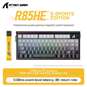 ATTACK SHARK | 0.005mm RT Accuracy Keyboard Attack Shark R85HE Gaming Mechanical Keyboard8K Hz256KRGB Neon Light BoxWired Connection for PC