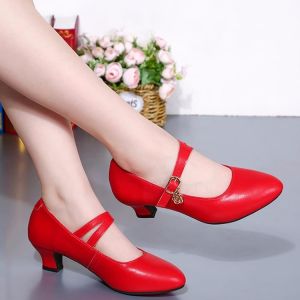 Social Dance Shoes Womens Middle Heel Soft Sole Latin Dance Shoes Square Dance Shoes Summer