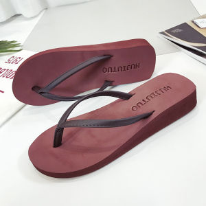 2020 New Womens Thick Heel Sandals Fashionable Outdoor Summer Slippers Anti-Slip Simple Beach Shoes Trendy PU Material
