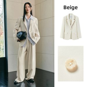 PEACEBIRD | Early Autumn Black Gold Single Button Women Jacket