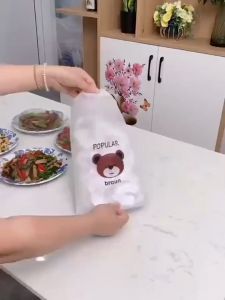 Combo 100 màng bọc thực phẩm PE túi gấu có chun co giãn bọc đồ ăn chùm đầu đa năng N138