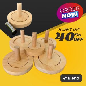 Cetakan Donat Set 3 Pcs Dari Kayu Jati Belanda + Penekan + Pembolong + Pembatas adonan