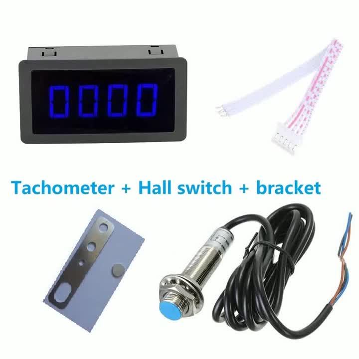 4 Digital LED Speedometer RPM Speed Meter Hall Proximity Switch Sensor ...