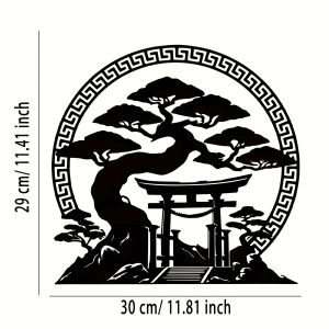 CIFbuy | CIFBUY Wrought Iron Wall Decor Metal Tree Sculpture Art Japanese Style Black Gold Potted Plant for Home Patio Balcony Indoor