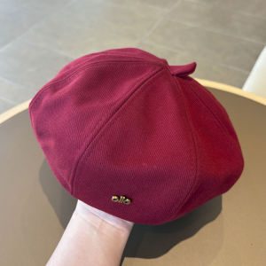 Womens Beret Hat Autumn Spring Woolen Pumpkin Cap Korean Style Face Slimming Artist Hat Versatile Trendy Eight-Pointed Bud Hat