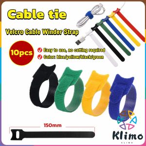 KLIMO 10pcs Reusable Cable Winder Strap Universal Wire Organizer Nylon Cable Tie