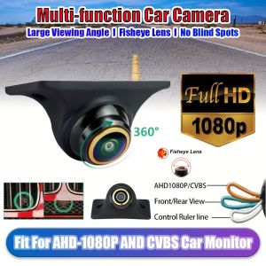 Car Camera AHD 1080P/CCD 360 Degree Rotating Fisheye Front/Side/Rear View Backup Camera for Car Pickup Truck SUV Van