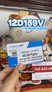 ( 5G CỰC MẠNH ) SIM 5G VINA GÓI 12D159V DATA 6GB/NGÀY + MIỄN PHÍ NỘI  NGOẠI MẠNG  - SỬ DỤNG TRỌN GÓI 1 NĂM KHÔNG PHÁT SINH CHI PHÍ . FREESHIP - CHƯA KÍCH HOẠT.