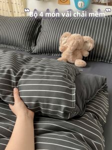 JIFANPAUL | Bộ Đồ Chăn Ga Gối Cotton Sọc Màu Đơn Cho Ký Túc Xá Sinh Viên Tất Cả Các Mùa