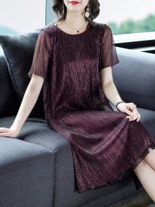 ชุดแต่งงานสีสันสดใส ชุดยาวคลุมเข่า แขนยาว คอตั้ง ทรงหลวม สำหรับผู้หญิงวัยกลางคนและผู้สูงอายุ ชุดทำงานสไตล์เกาหลี