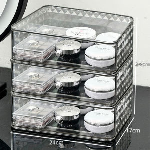 Acrylic Cosmetic Storage Box Desktop Transparent Dustproof Makeup Organizer Lipstick Rack Rectangular Plastic Storage Box