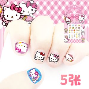 Hello Kitty Nail Art Stickers Waterproof Cat Girl Fingernail Decals KT Cat Adhesive Decorations for Kids And Teens