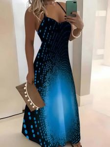 Printed Design Casual style blue dot gradient pattern dress with camisole skirt