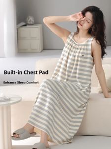 MiiOW | Cat Woman Sleeveless Nightgown Women With Chest Pad 2025 New Summer Lightweight Breathable Vest Skirt Ladies Sleepwear Home Clothes