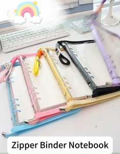 Zipper Binder Notebook A5 Loose Leaf Notebook Refillable Spiral Notebook with Colorful Zipper Handles 90sheets