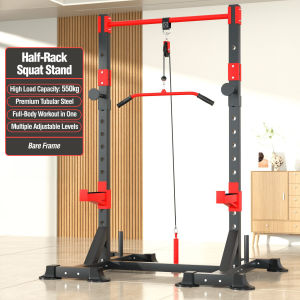 Multifunctional Power Rack Home Gym with Lat Pulldown Cable Pulley System Pull Up Bar and Bench Press Station