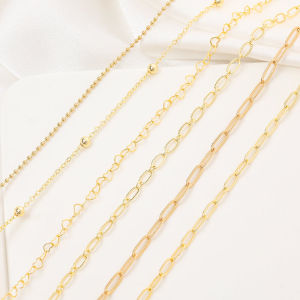 14k Gold-plated รอบ O หลวม สร้อยข้อมือสร้อยคอปรับโซ่ขยาย Diy เครื่องประดับทําด้วยมืออุปกรณ์เสริม Gold Plated