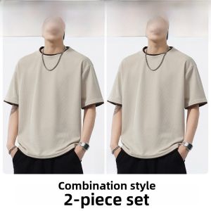 ROMON | Lomond Ice Silk Loose Fit Thin Short Sleeve Round Neck T-Shirt Youth Summer Breathable Comfortable Casual Solid Color Top