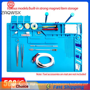 Silicone Work Mat Soldering Station Mat Heat Resistant 932°F Anti-Static Magnetic Mat for Electronic Phone Laptop Watch Repair