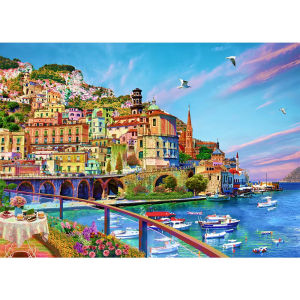 Jigsaw Puzzle for Adults 500/1000/1200/2000PCS Coastal Town Scenery Artwork Mindful Game Stress Relief Decor Gift