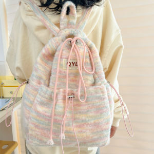 Poof Schoolbag Fall and Winter Furry Female Sweet Cool Style Large Capacity Special-Interest Design Backpack College Student Plush Backpack