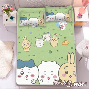 Chiikawa Ice Silk Bedding Set Student Dormitory Cooling Mat Machine Washable Three-Piece Set for Children Comfortable Summer Bedding