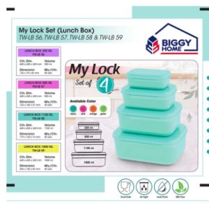 Toples Kotak Serbaguna My Lock Set 4pcs & Lunch Box Set Tempat Makanan