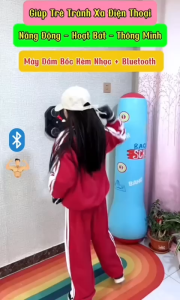 Máy Đấm Bốc Theo Nhạc Máy Tập Boxing Kết Hợp Bluetooth Ánh Sáng Tặng Kèm Găng Tay Cho Trẻ Em