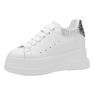 Spring Best Selling White Shoes Womens Genuine Leather Easiest for Match Platform Shoes Thick Sole Hidden Heel Womens Shoes 10cm Super High Heel