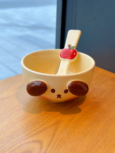 Korean Style Cartoon Bowl Fruit Rice Bowl Internet Celebrity Cute Bear Rabbit Duck Ceramic Bowl Girl Student Household Childrens Tableware