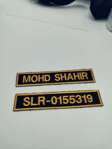 Yellow name tag for uniform - normal / velcro / iron on