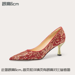 Lily Wei Red Wedding Shoes Cat Heel Large Size Elegant Fashion Single Shoes for Brides High Heels Comfortable Footwear