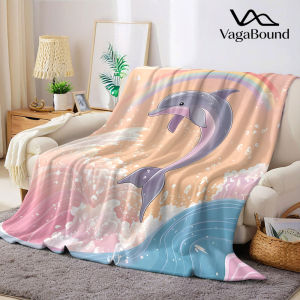 Cầu Vồng Cá Heo Chăn Flannel Ấm Áp Mềm Mại Phong Cách Hiện Đại Polyester Ghế Trang Trí Tất Cả Các Mùa Quà Tặng Halloween Giáng Sinh Trang Trí