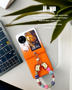 Cute Orange Cat Flip Cover Phone Case Full Protection Hinge for Oppo Find N3 Flip Gradient Color Fashionable Eco-Friendly
