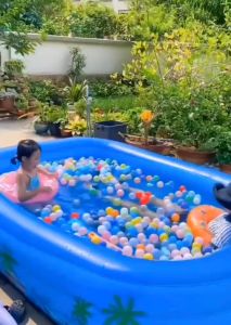 (Bể Dày)-Bể bơi + bơm điện 2c-bể 3 tầng CHỐNG TRƯỢT cho bé HÀNG LOẠI 1 hồ bơi trẻ em loại dày hình chữ nhật( kèm miếng dán) 3 tầng New