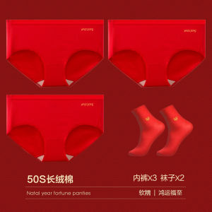 Antibacterial Cotton Underwear Red Triangle Shorts for Women Snake Year Wedding Briefs Comfortable mid Waist Youth Innerwear