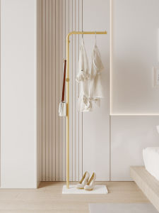 Creamy Style Floor Standing Coat Rack for Living Room Bedroom Home Use Simple Design Clothes Hanger Iron Material Cutted Structure