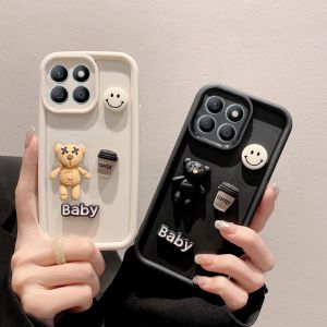 เคสโทรศัพท์ Honor X6C เคสการ์ตูนหมียิ้มน่ารักปกป้องเลนส์ HonorX6C กรอบซิลิโคนนิ่ม